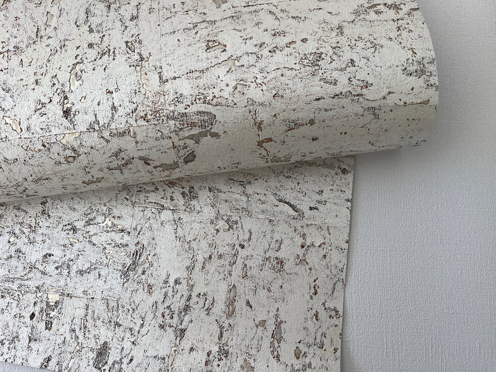 Natural Cork wallpaper with silver Grasscloth Traditional