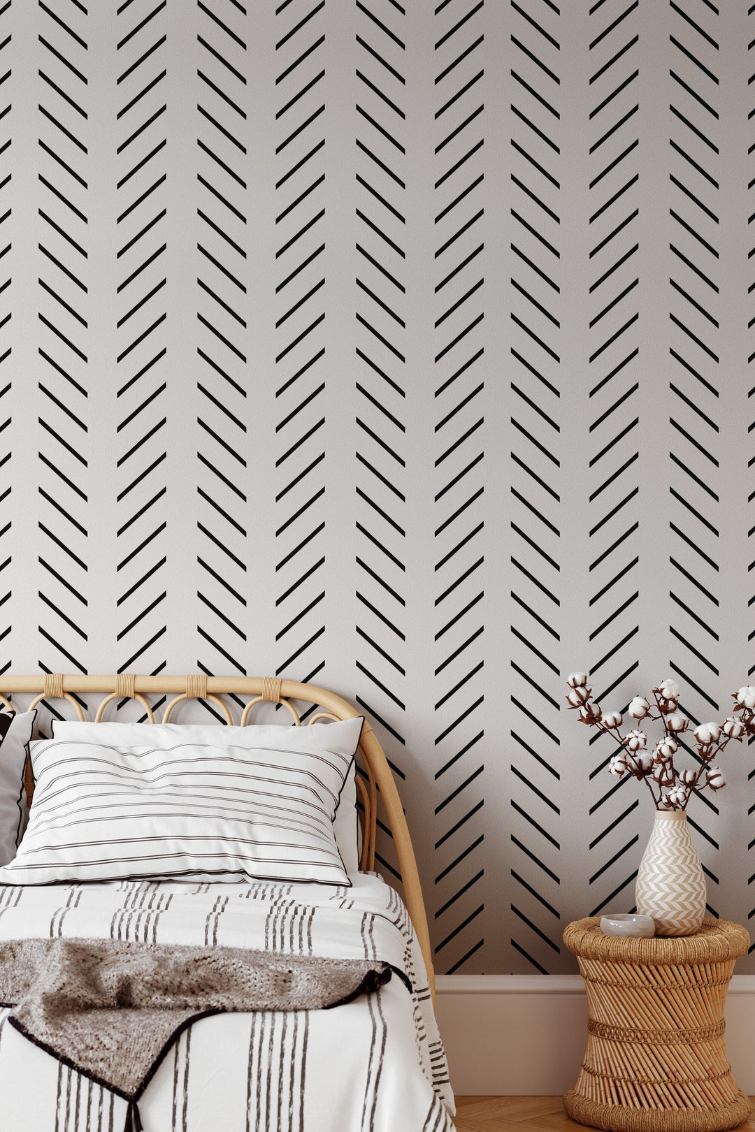 Chevron black and white NEW - Removable Self Adhesive and Traditional wallpaper #3638