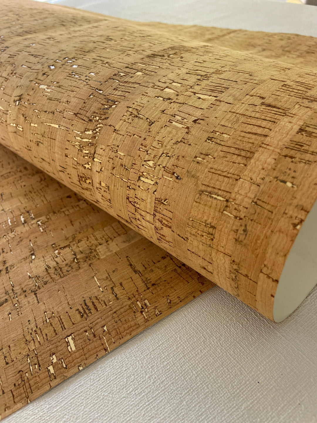 Natural Real Cork wallpaper with gold Grasscloth 48350