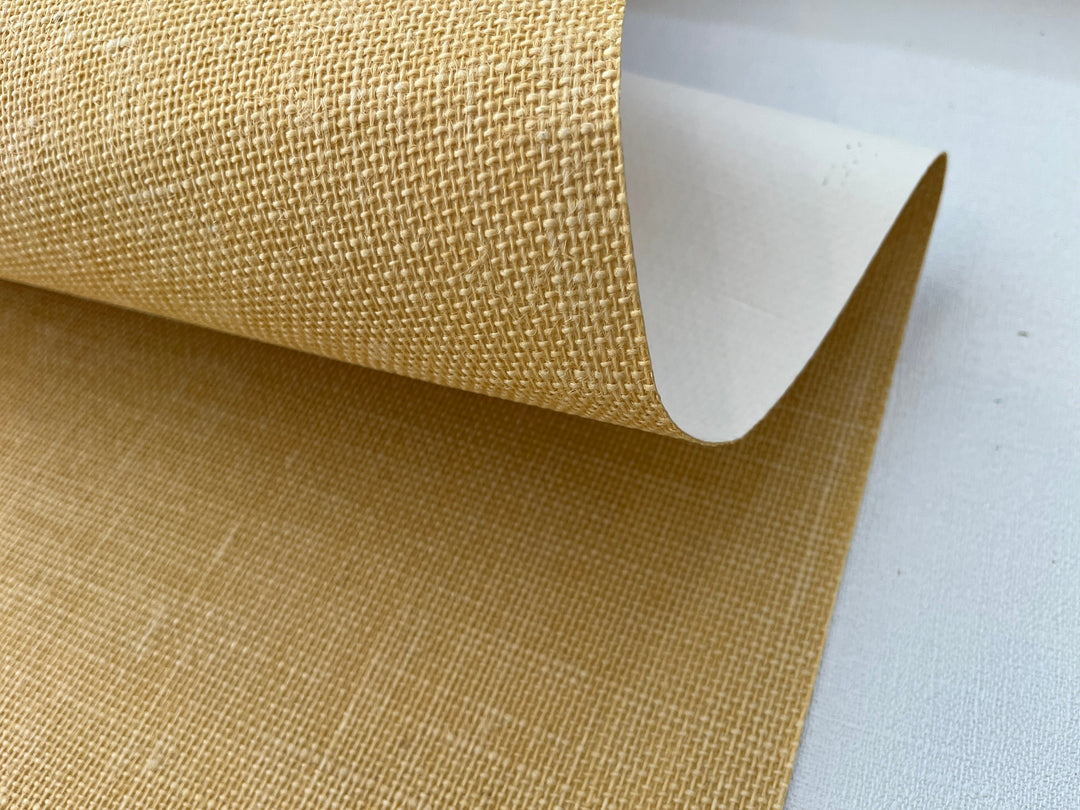 Natural Washed Jute Wallpaper fibers in matte yellow 45107