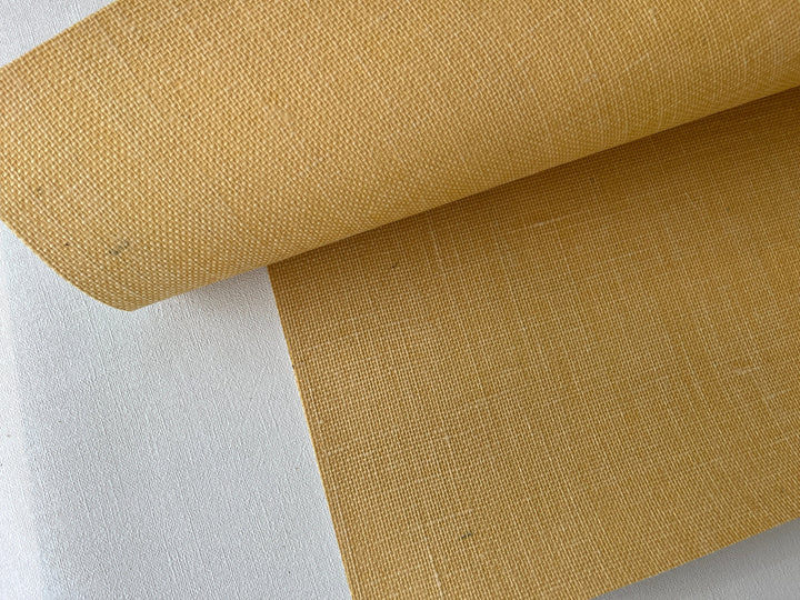 Natural Washed Jute Wallpaper Natural fibers in matte yellow color 45107