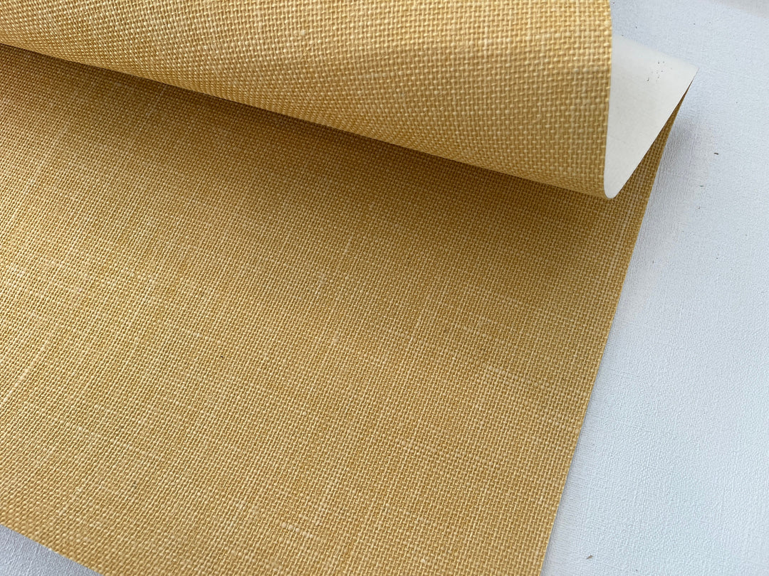 Natural Washed Jute Wallpaper Natural fibers in matte yellow color 45107