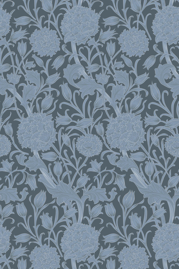 William Morris blue wallpaper Peel and Stick - Traditional Wallpaper #3654