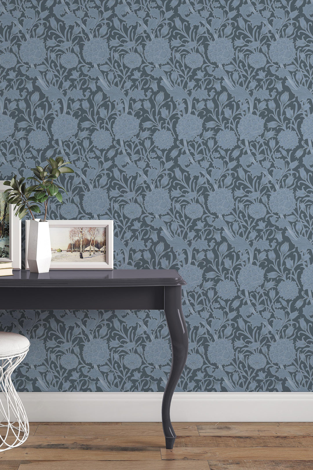 William Morris blue wallpaper Peel and Stick - Traditional Wallpaper #3654