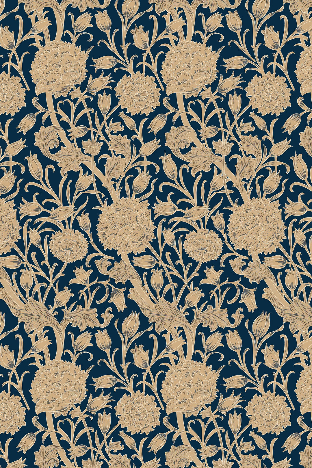 William Morris Flowers on dark - Peel and Stick - Traditional Wallpaper #3651