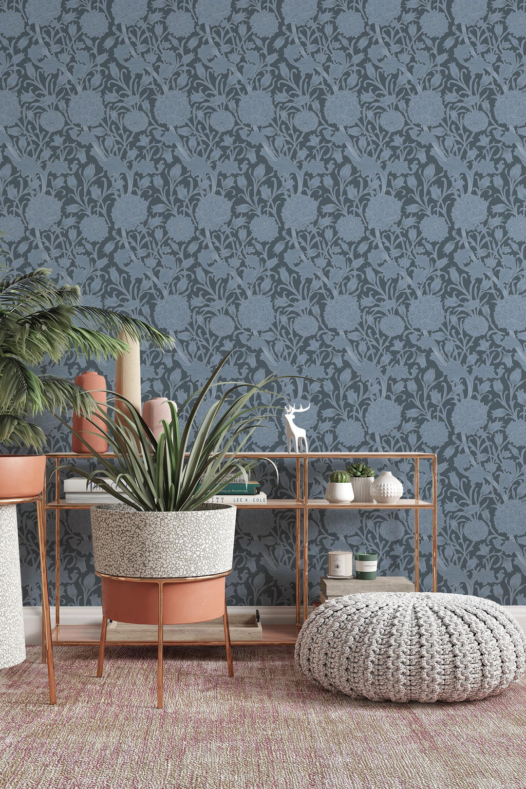 William Morris blue wallpaper Peel and Stick - Traditional Wallpaper #3654