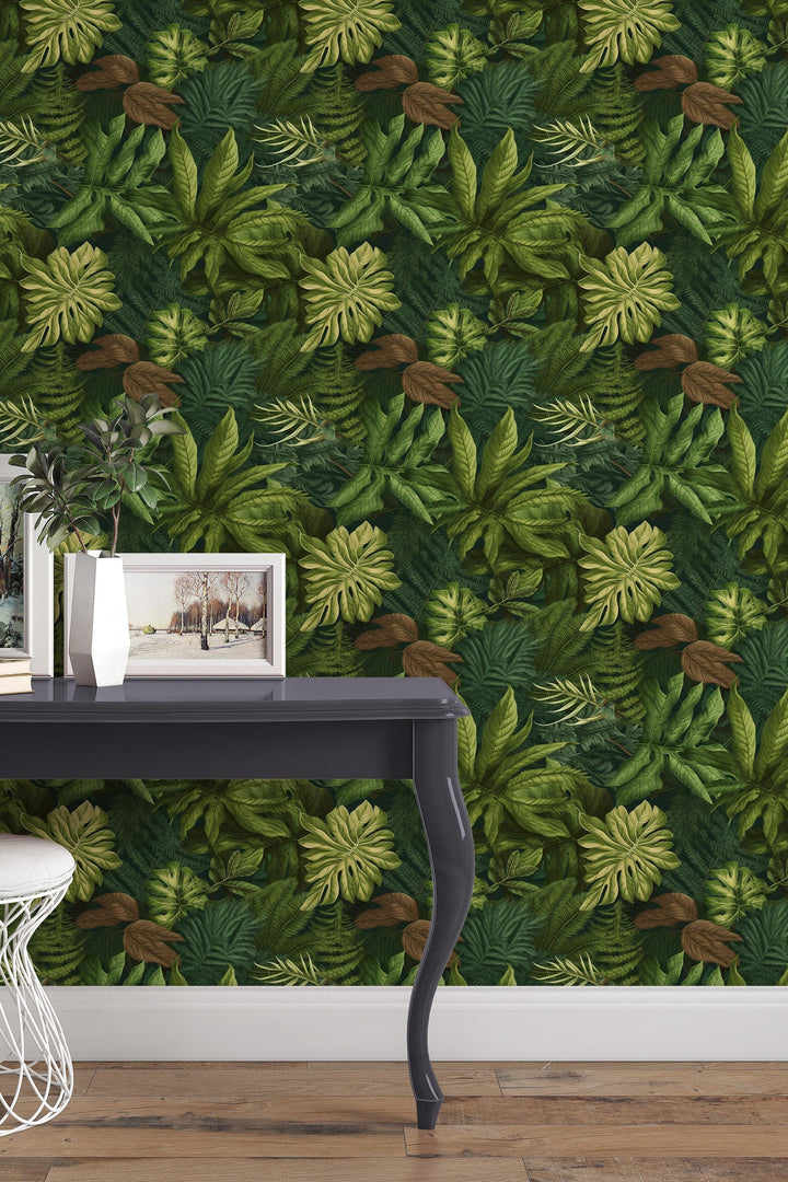 Botanical Wallpaper,  Peel and Stick |Traditional Wallpaper, Leaves Wallpaper 3670