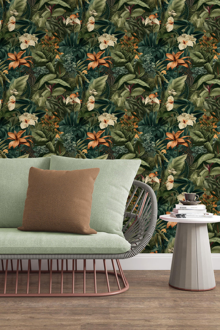 Magic flowers - Peel and Stick wallpaper, Traditional wallpaper design #3672