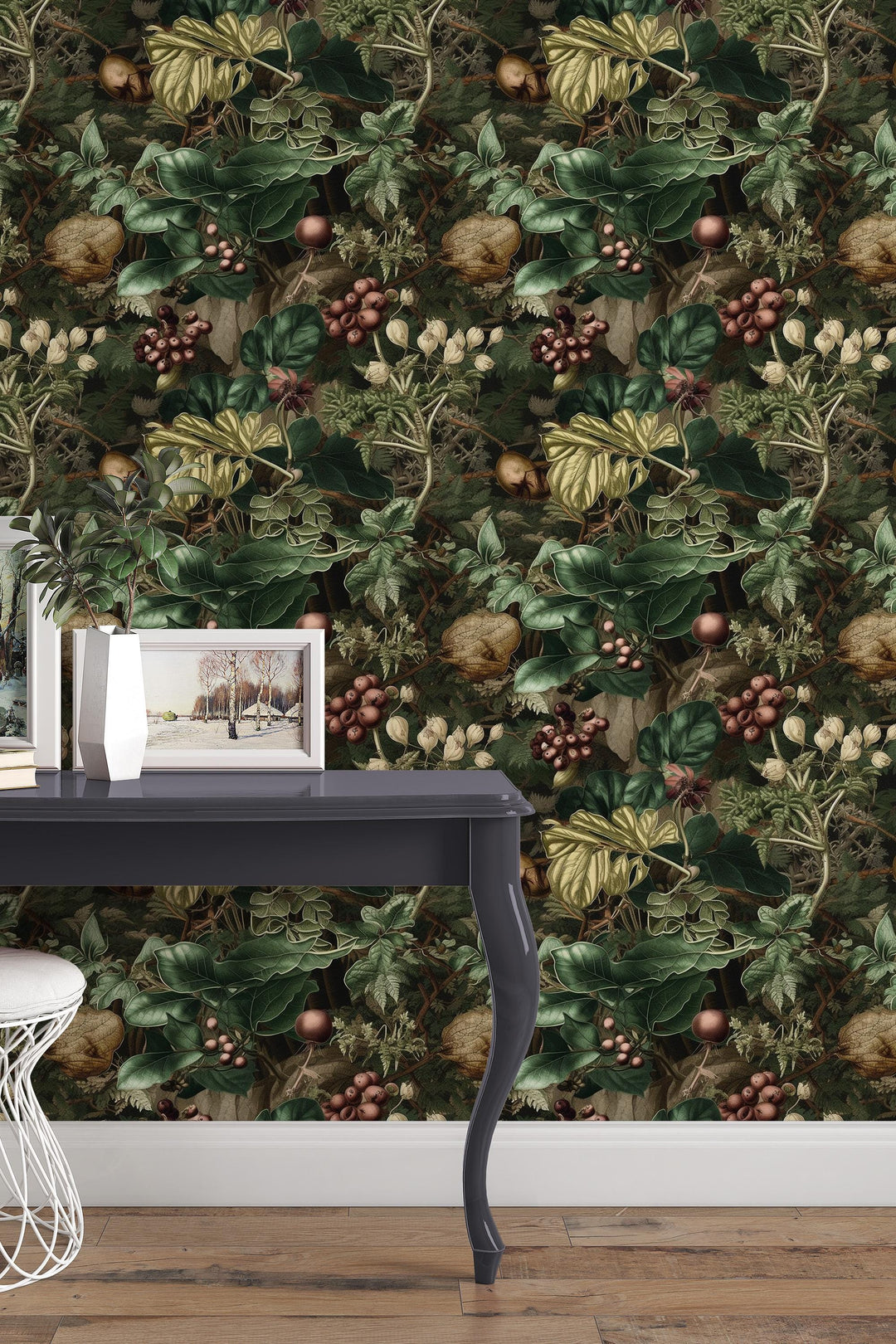 Botanical Wallpaper,  Peel and Stick |Traditional Wallpaper, Leaves Wallpaper 3675