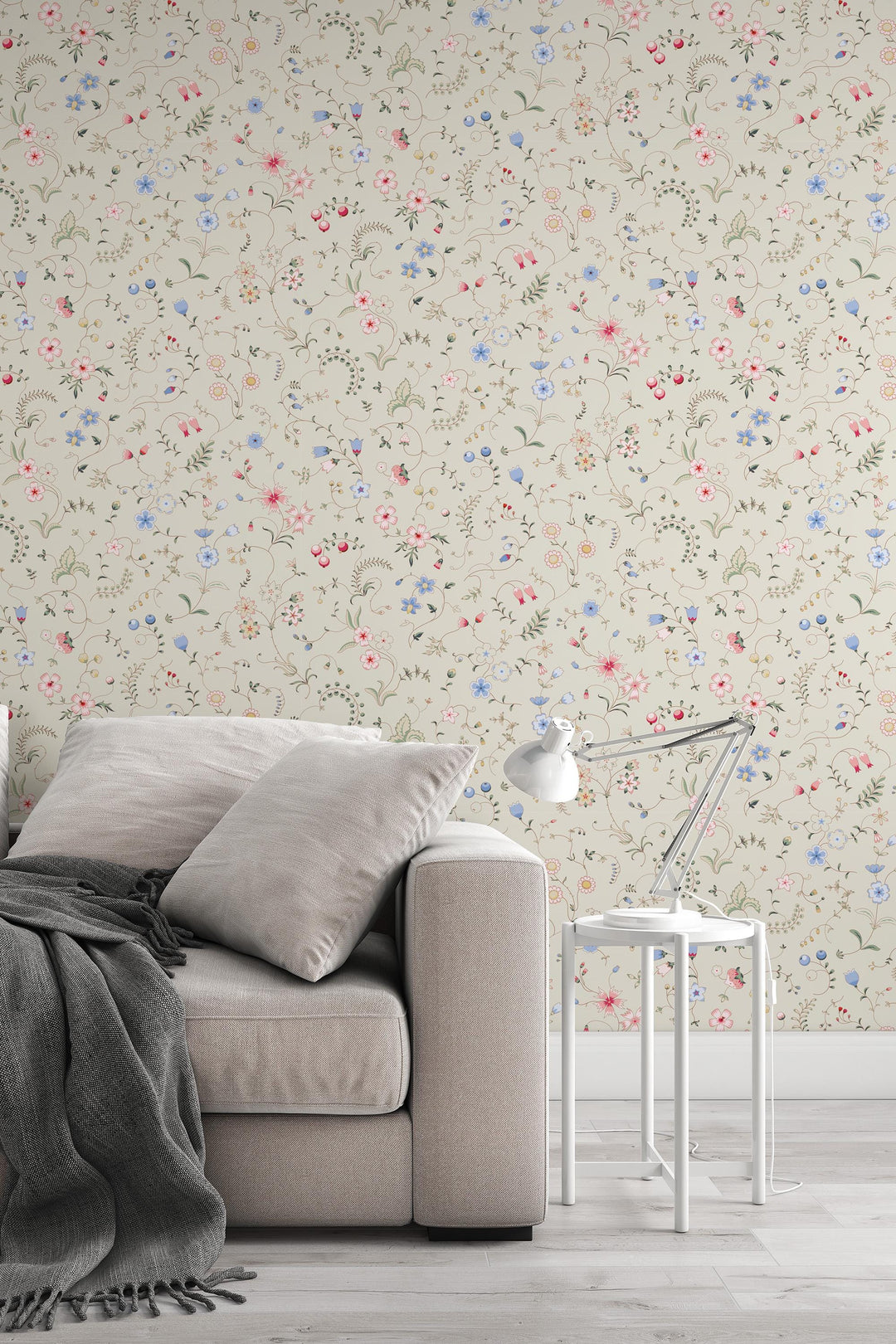 Tiny wildflowers wallpaper, Lait background - Peel and Stick wallpaper, Traditional Canvas 3683