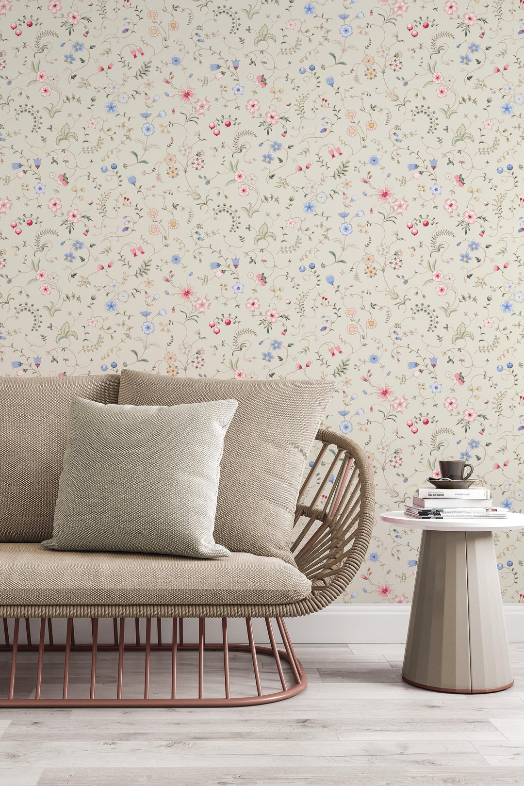 Tiny wildflowers wallpaper, Lait background - Peel and Stick wallpaper, Traditional Canvas 3683