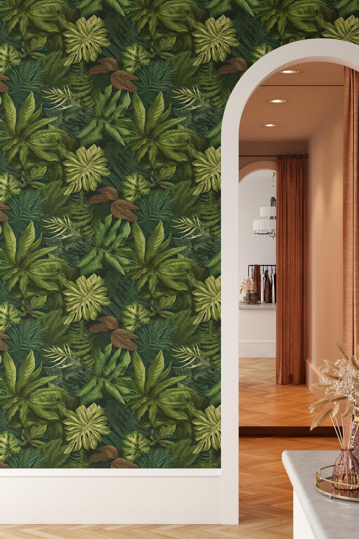 Botanical Wallpaper,  Peel and Stick |Traditional Wallpaper, Leaves Wallpaper 3670