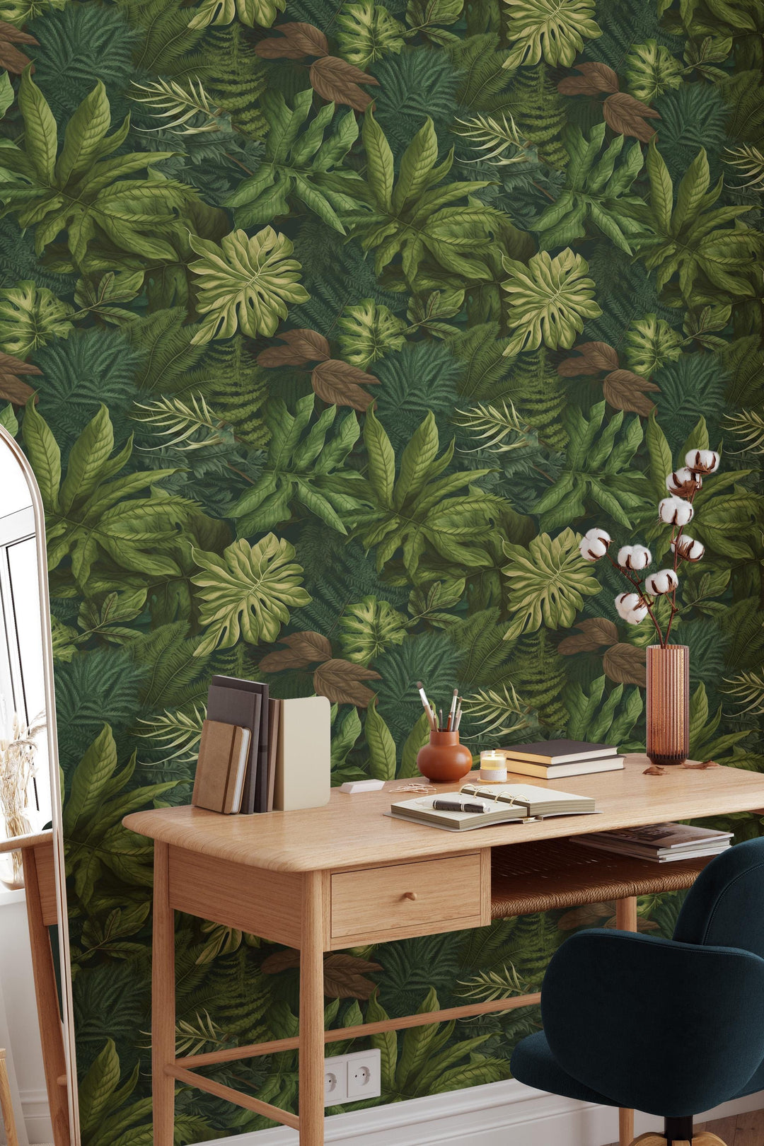 Botanical Wallpaper,  Peel and Stick |Traditional Wallpaper, Leaves Wallpaper 3670