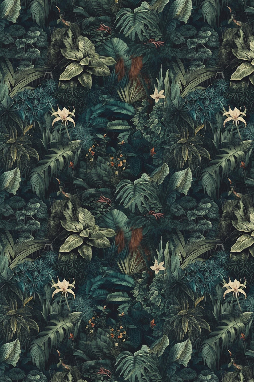 Dark leaves wallpaper -  Peel and Stick - Traditional Wallpaper #3673