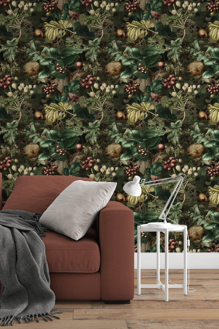 Botanical Wallpaper,  Peel and Stick |Traditional Wallpaper, Leaves Wallpaper 3675