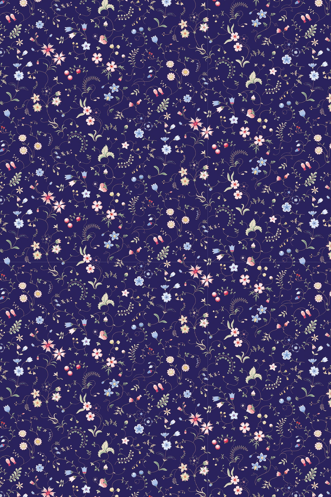 Tiny wildflowers wallpaper, dark blue background - Peel and Stick wallpaper, Traditional Canvas 3680