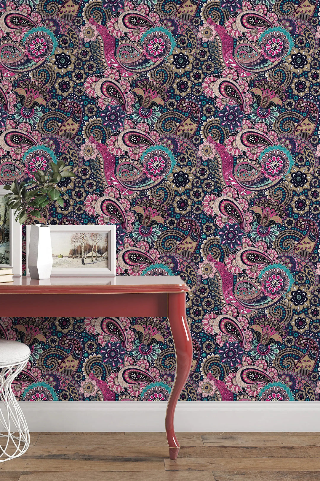 Purple Indian Design Wallpaper Brightly Indian Style Wallpaper