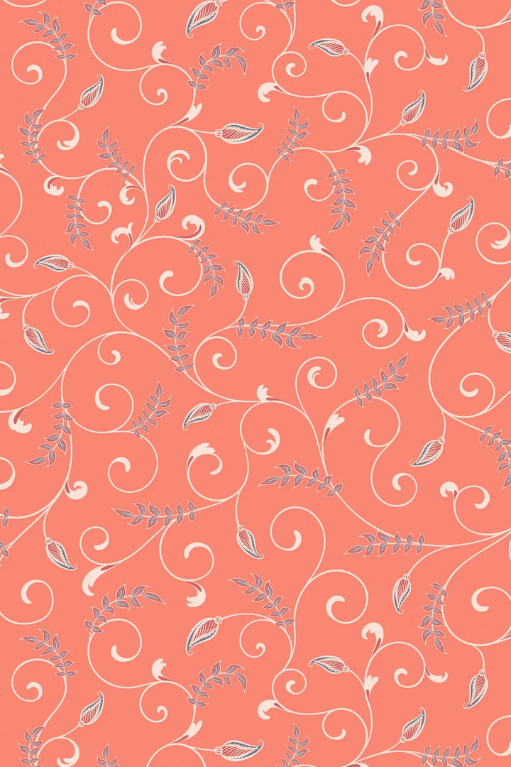 Orange floral ornament peel and stick wallpaper wall decor