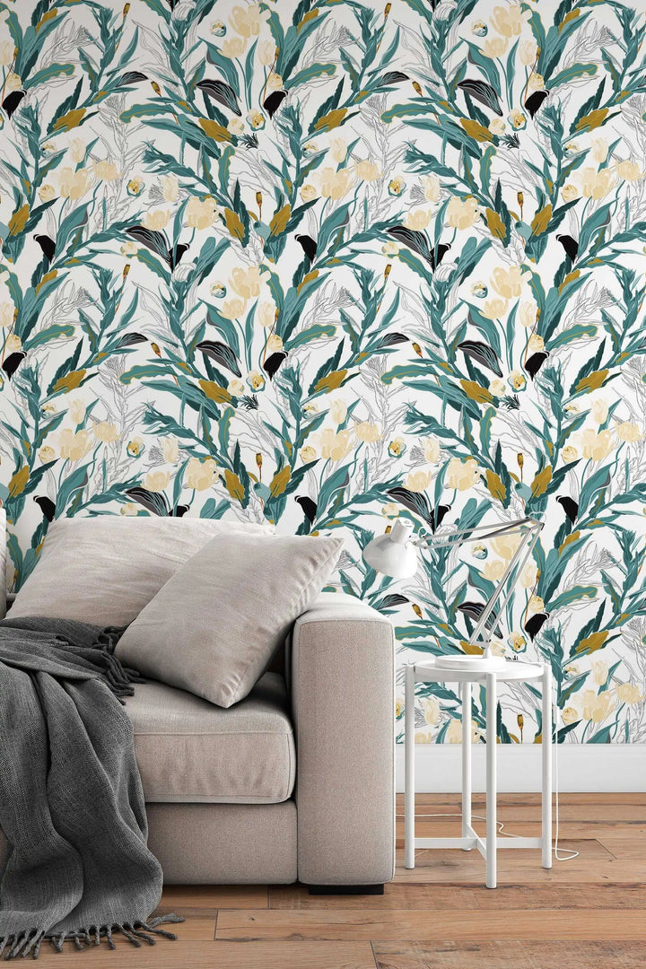 Pattern tulip cream wallpaper #3115 - 2334