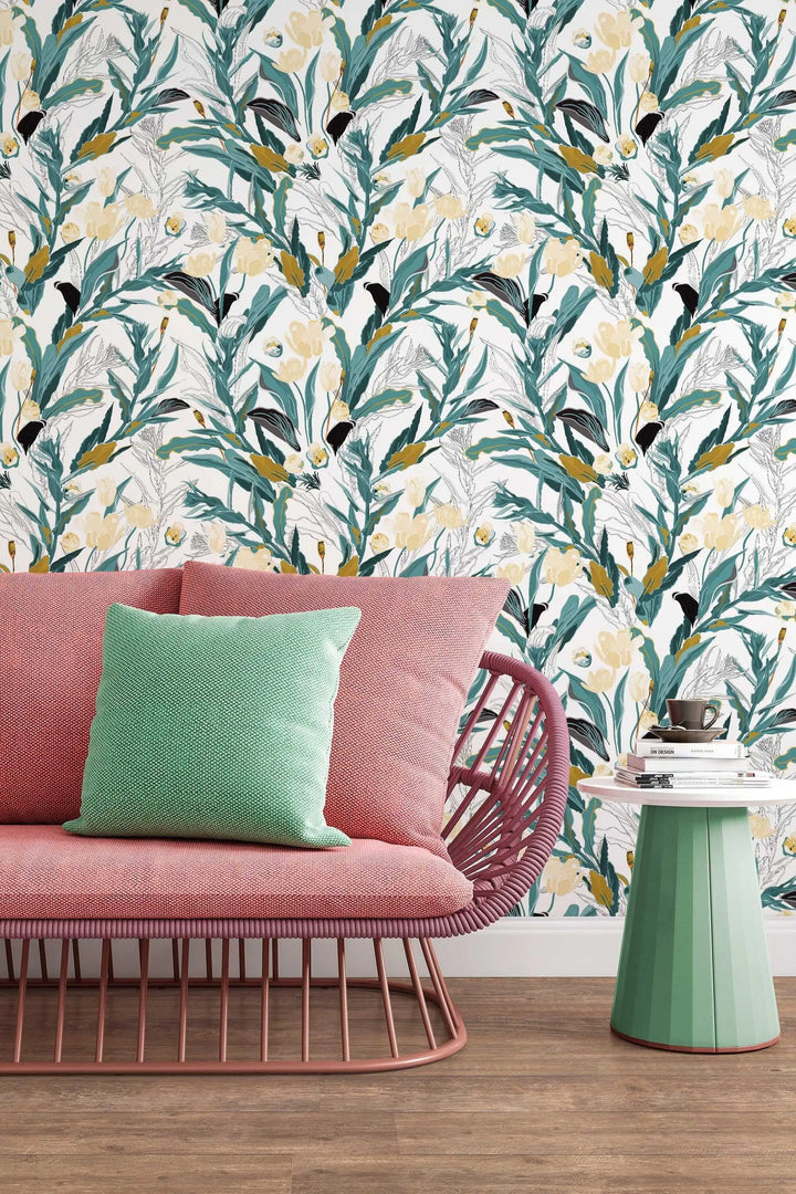 Pattern tulip cream wallpaper #3115 - 2334