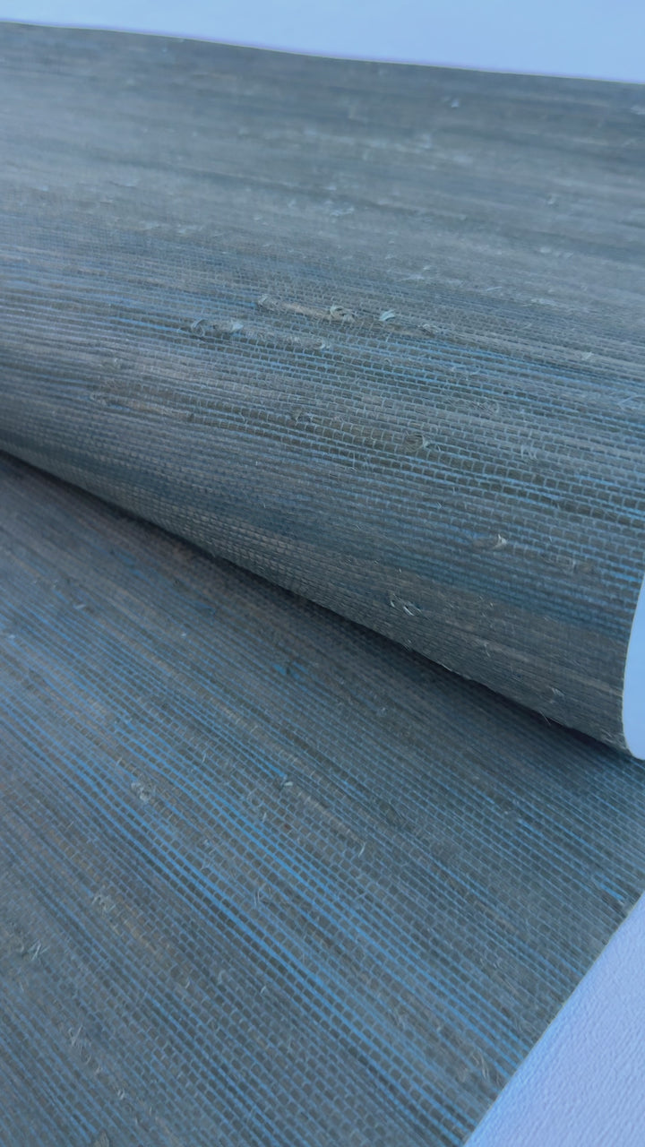 Super Hemp Natural Grasscloth – Muted Blue Green Handwoven 42121