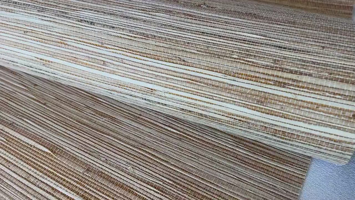 Natural Grasscloth Hemp Woven Traditional Wallpaper wood color 41055