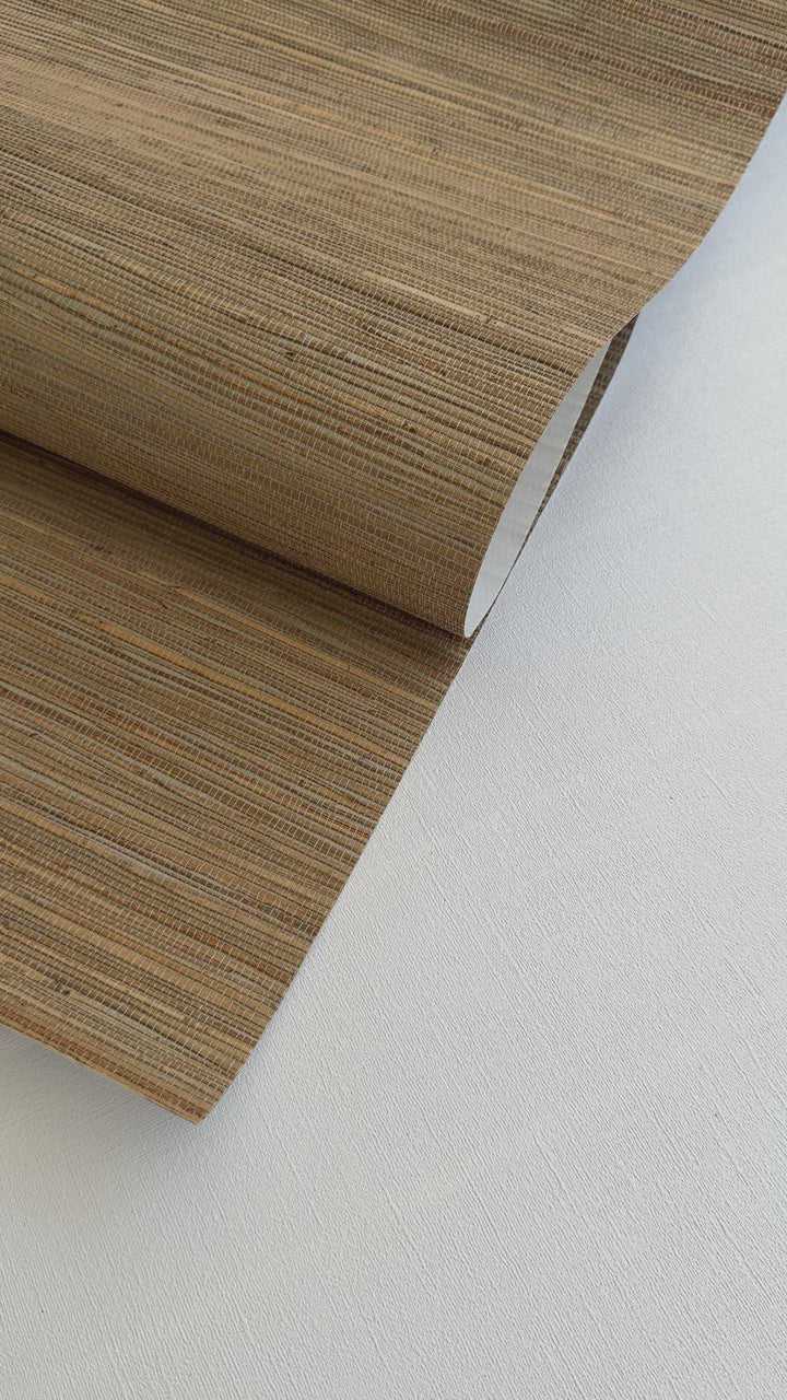 Natural Grasscloth Hemp Woven Traditional Wallpaper wood color 41055