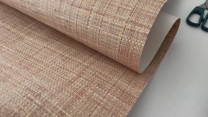 Natural Grasscloth Raffia rough Wallpaper Natural fibers pinkish beige 45023