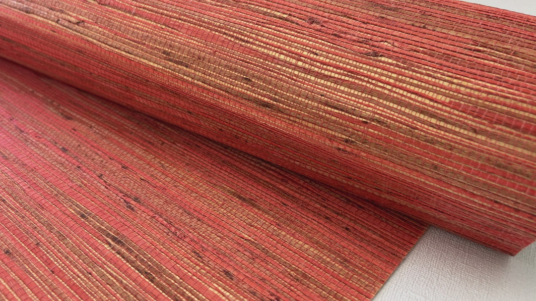 Natural Grasscloth Hemp Wallpaper mahogany, red gold 41007
