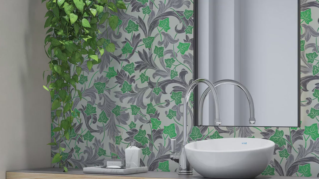 Wallpaper Peel an stick and Traditional vinyl | English Backyard Light Green  3596