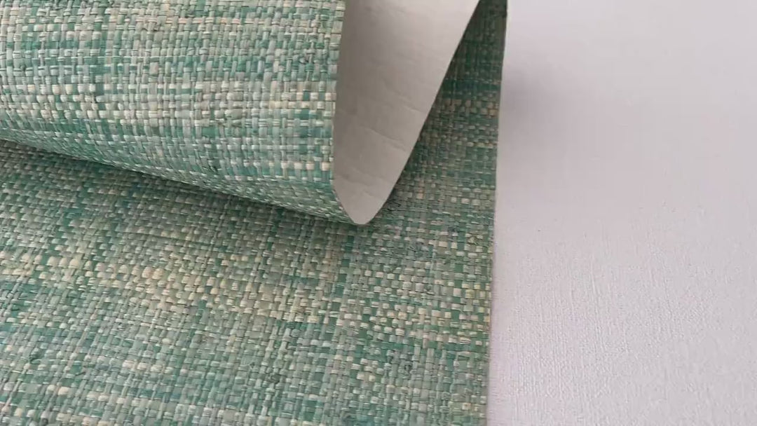 Real Raffia rough Wallpaper Natural Grasscloth fibers in green-beige 4280-05