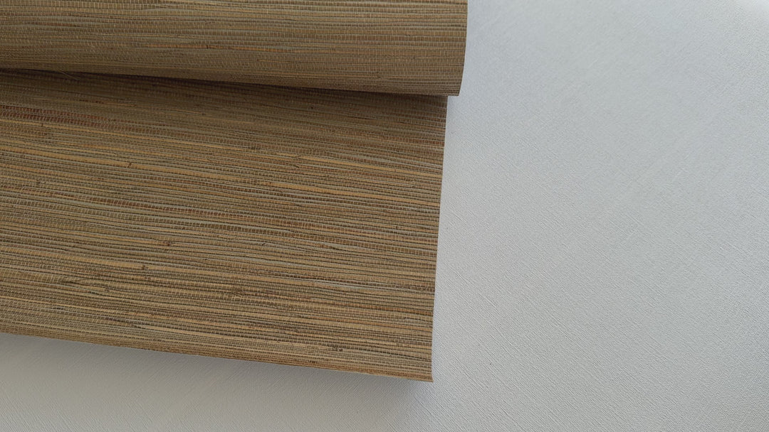 Natural Grasscloth Hemp Woven Traditional Wallpaper wood color 41055