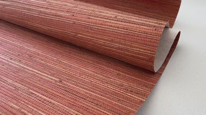 Natural Grasscloth Hemp Wallpaper mahogany, red-brown 41007