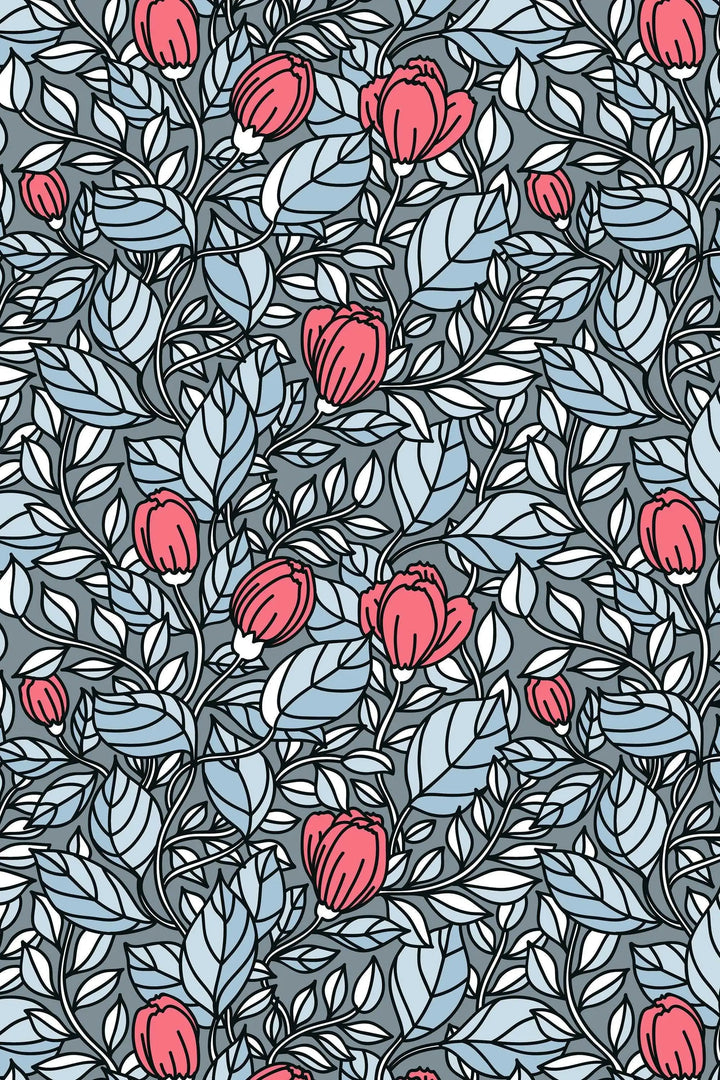 Red buds on gray background wallpaper design #3059