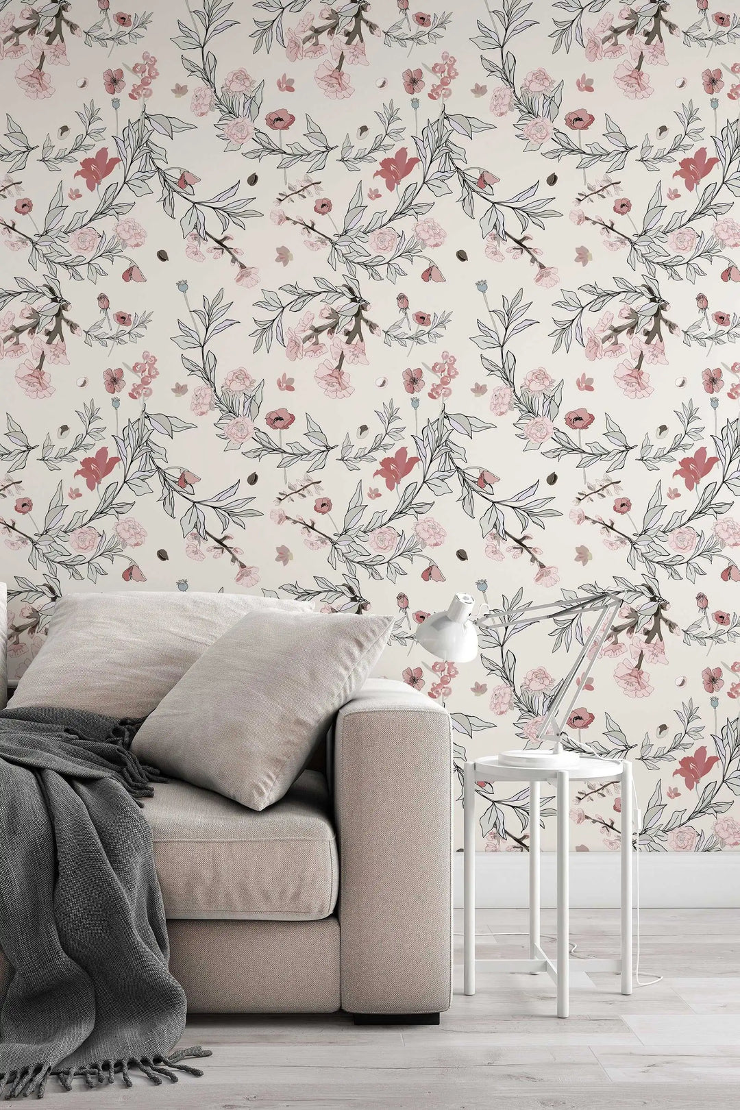 Rose beige pattern floral wallpaper #3117 - 2334