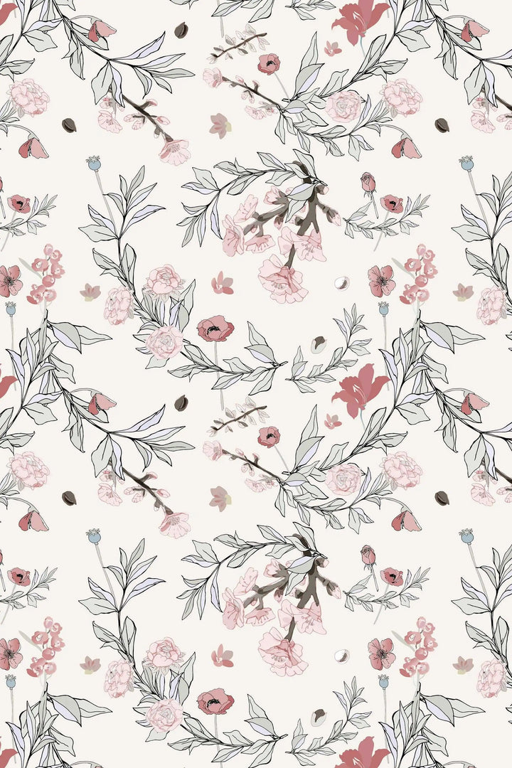 Rose beige pattern floral wallpaper #3117 - 2334