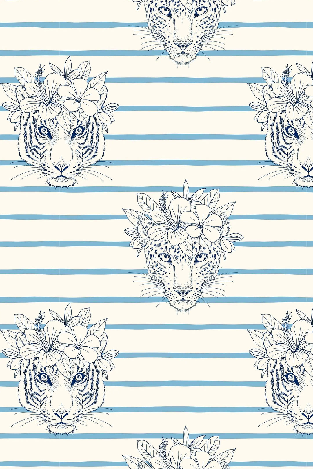 Tigers and cheetahs print with flowers and stripes