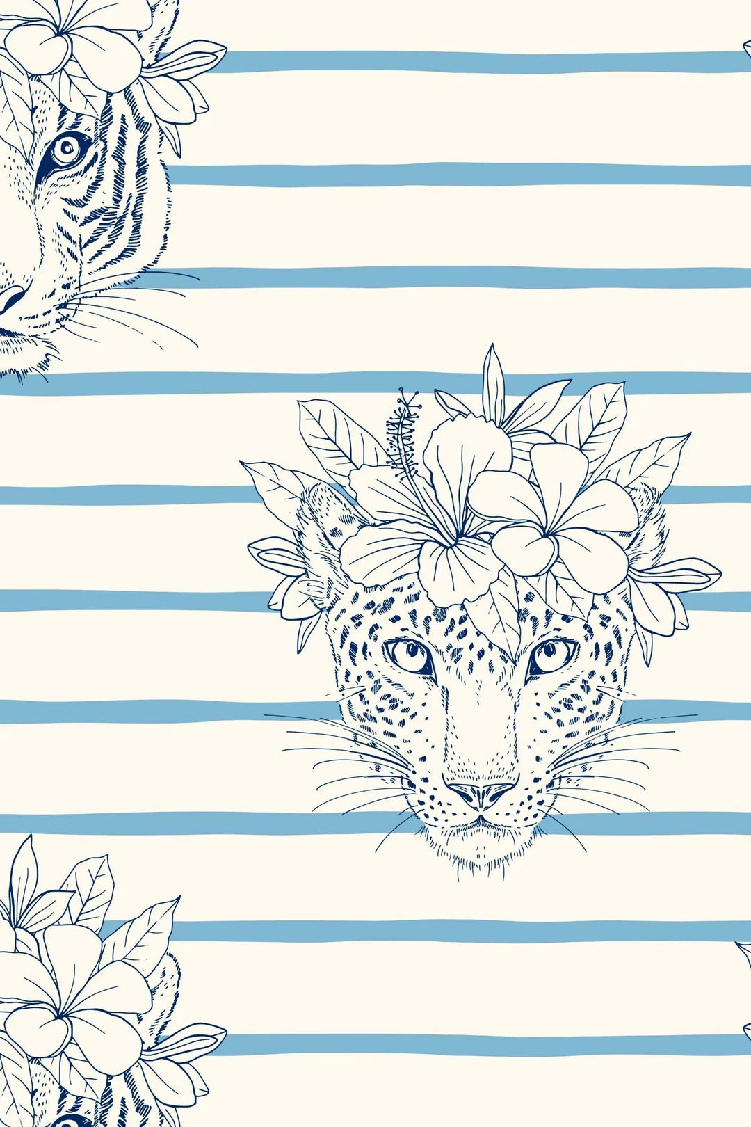 Tigers and cheetahs print with flowers and stripes