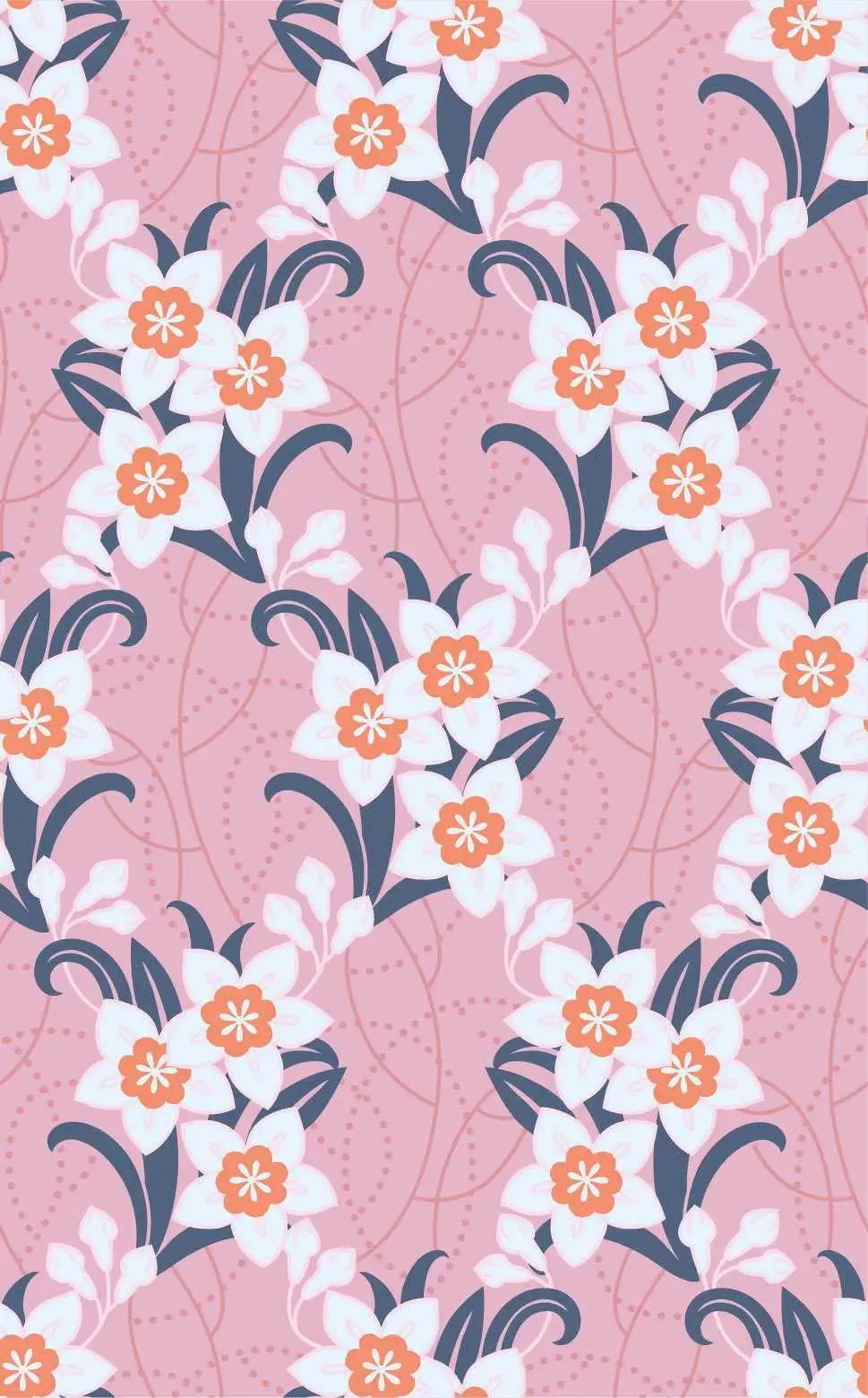 Wallpaper pink color flowers pattern size W2XH10 light