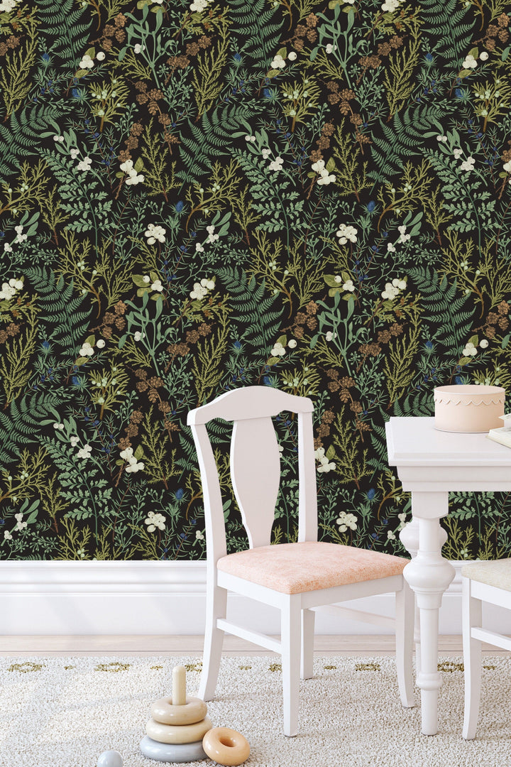 Removable and Renter Friendly, Fern Botanical Wallpaper, Peel&Stick and Traditional Wallpaper, Leaves Wall Art, Self Adhesive. 3372 /1040