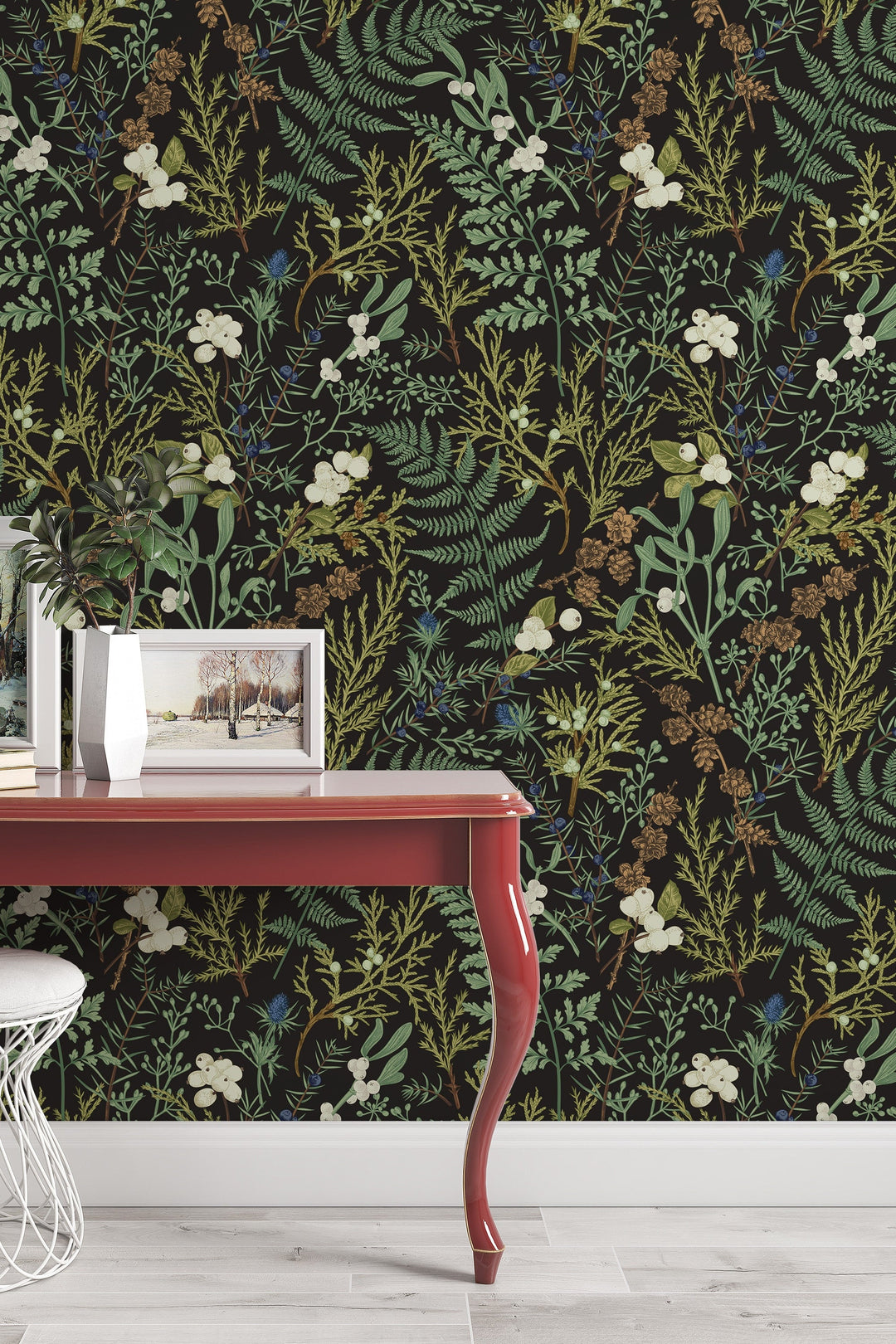 Removable and Renter Friendly, Fern Botanical Wallpaper, Peel&Stick and Traditional Wallpaper, Leaves Wall Art, Self Adhesive. 3372 /1040