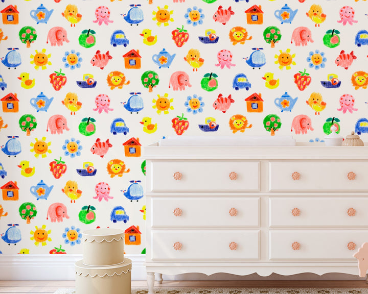 Wallpaper flannel soft warm color for nursery and kids room - playroom - bedroom - bathroom - kids room