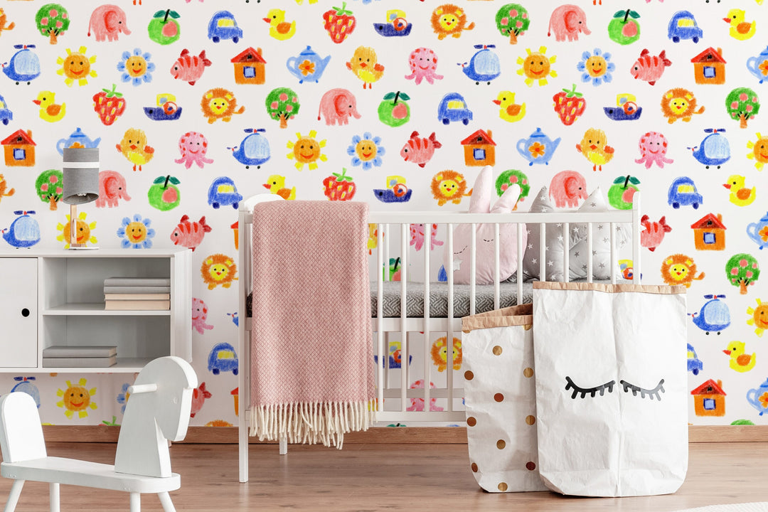 Wallpaper flannel soft warm color for nursery and kids room - playroom - bedroom - bathroom - kids room