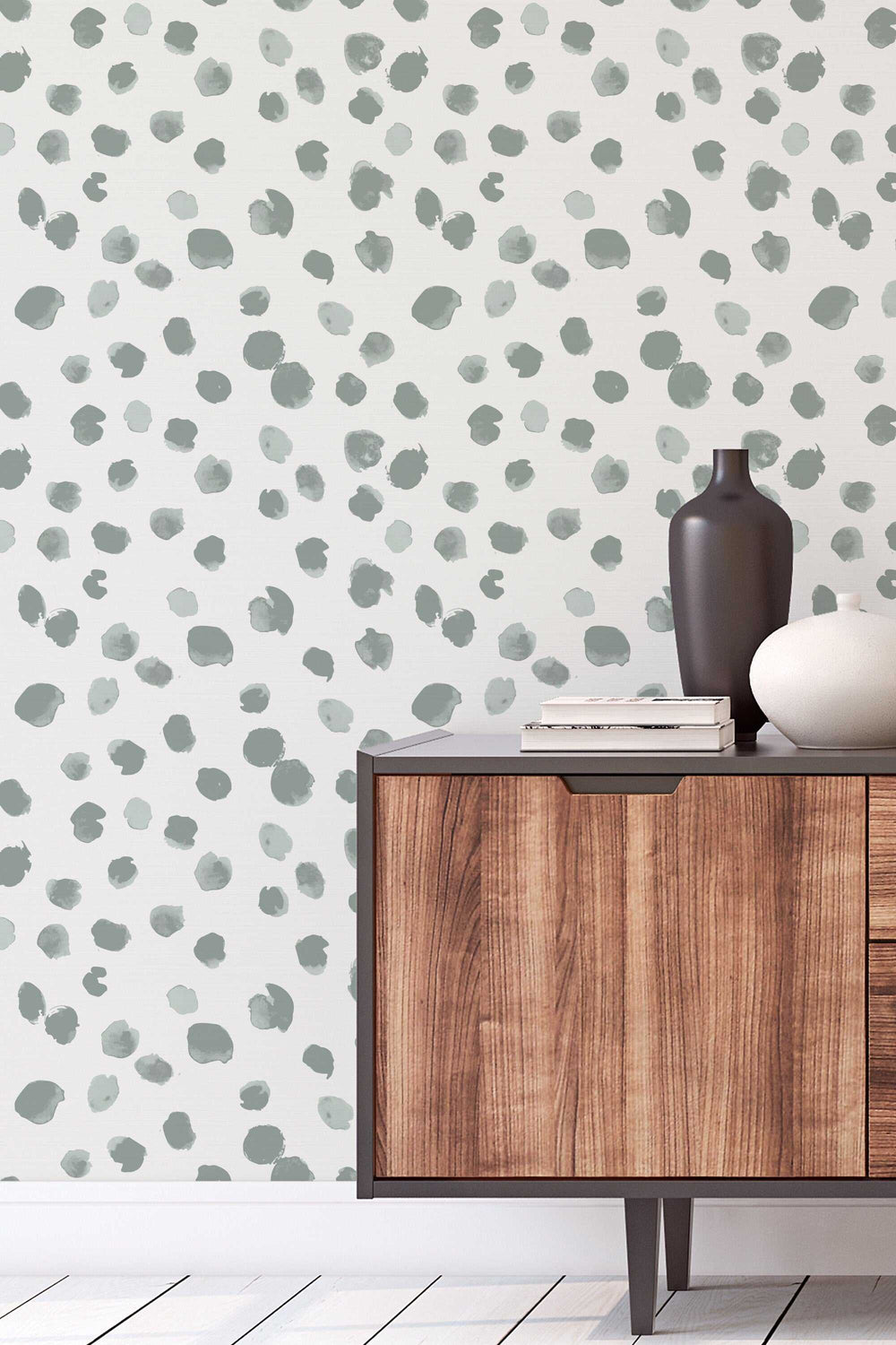 Watercolor gray dots on white Hand made pattern wallpaper - removable wallpaper - peel and stick #3044