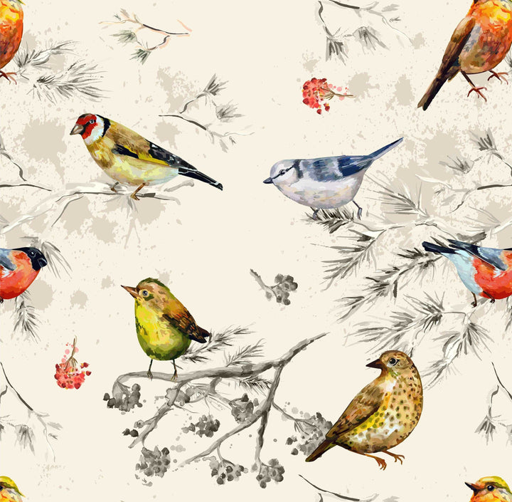 Wallpaper water birds pattern - peel and stick and traditional wallpaper  - bedroom, bathroom, powder room - kids room