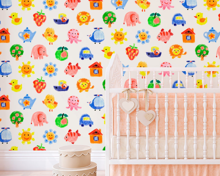 Wallpaper flannel soft warm color for nursery and kids room - playroom - bedroom - bathroom - kids room