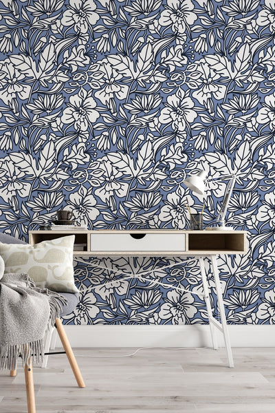 Buds floral pattern wallpaper design #3069- peel and stick removable self adhesive and traditional wallpaper