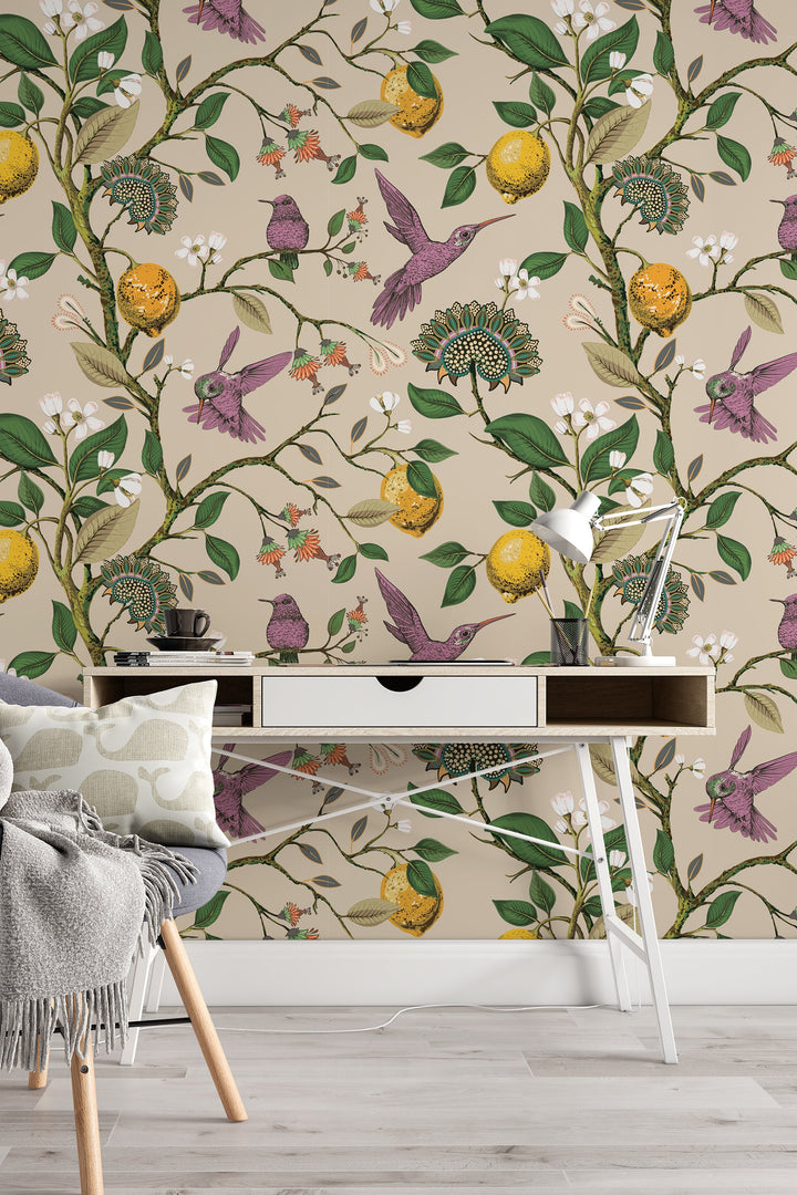 Hummingbird Paradise Wallpaper - Removable Vinyl Peel and Stick #3083