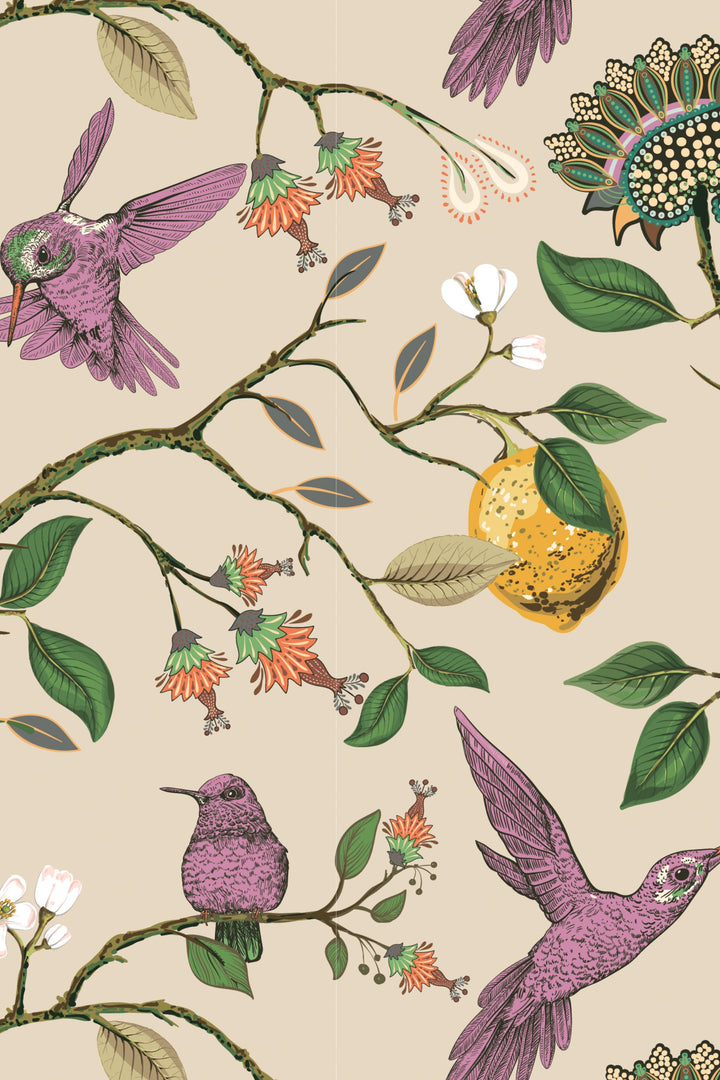 Hummingbird Paradise Wallpaper - Removable Vinyl Peel and Stick #3083