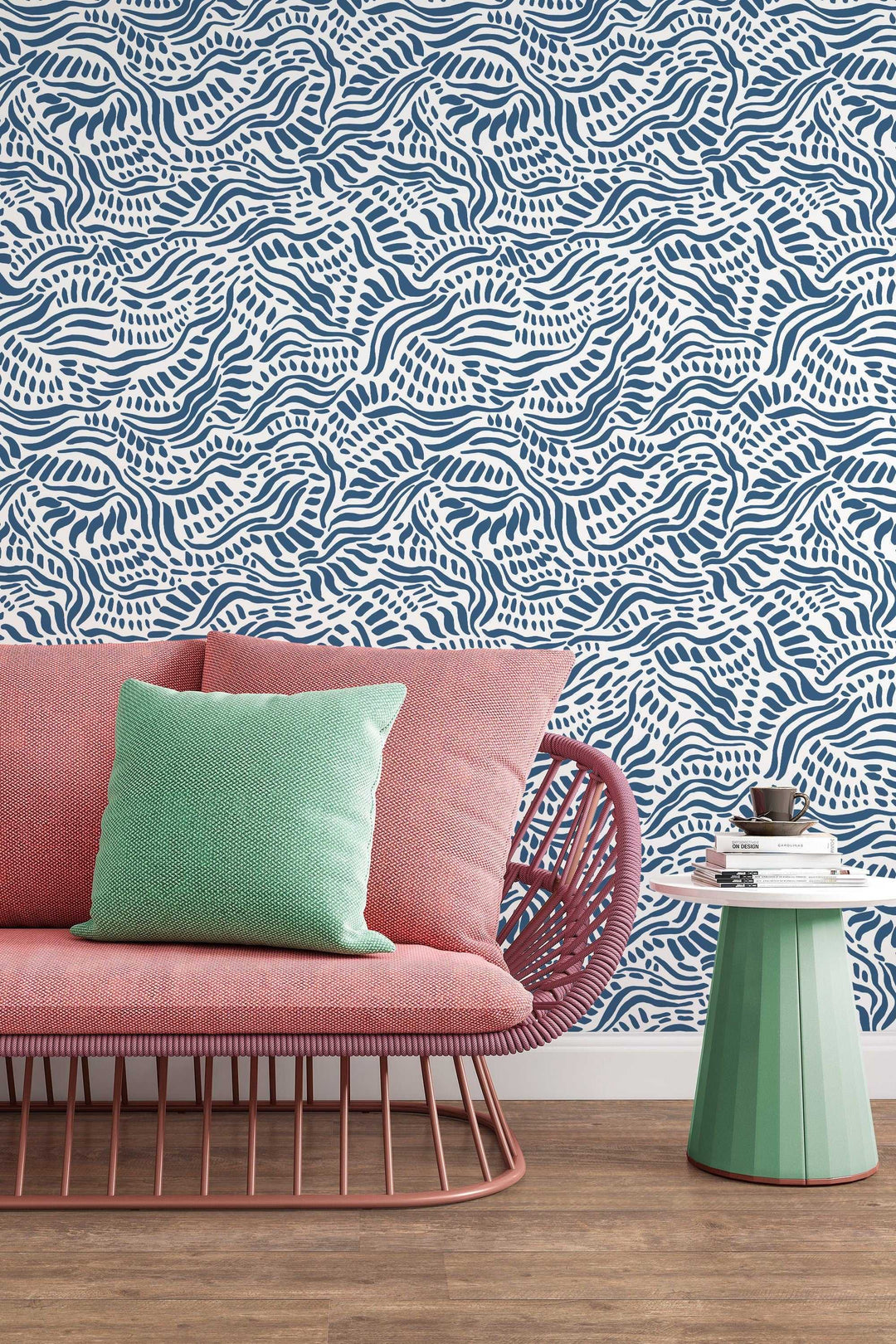 Blue and White Waves Abstract Wallpaper - Wall Design #3091